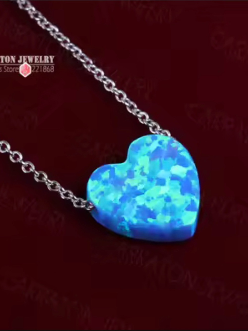 Blue Heart Opal Pendant 925 sterling Silver Necklace - Women Jewelry
